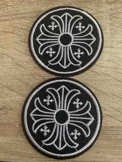 クロ厶風刺繍パッチ2枚セット
