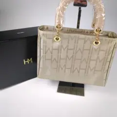 森英恵 ハナエモリ HM ロゴ入り ハンドバッグ ベージュ 新品未使用