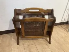 【karimoku】オールドカリモク マガジンラック 木製　ラタン