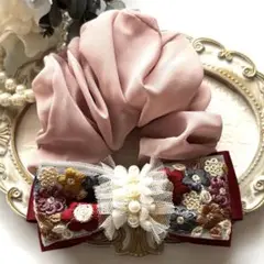 ⭐2731⭐❣️夏アクセ❣️オリジナル✴一点物インド刺繍シュシュ大人おしゃれ
