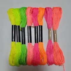 ネオンカラー　刺繍糸　8本セット　蛍光色