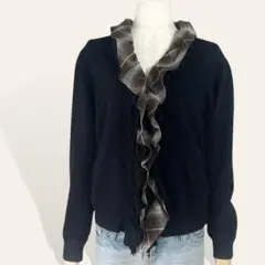 ❤️美品 ビームスボーイ 日本製 チェックフリル スウェット カーディガン F