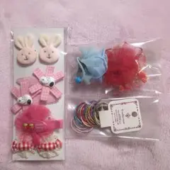 カラフルヘアゴムとウサギヘアアクセサリーセット