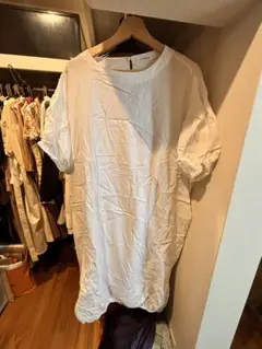 SUN VALLEY ホワイト カットソーワンピース 半袖