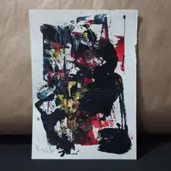 抽象絵画「反響なき声」紙にアクリル　A5