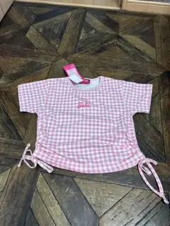 Barbie ピンク チェック 半袖Tシャツ