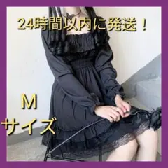コスプレ ワンピース ひざ丈ワンピース ロリータ ゴスロリ 黒 メイド M 2