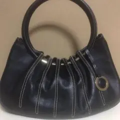 美品 本革 BRUNOMAGLI 牛革 ハンドバッグ 黒 BK レディース
