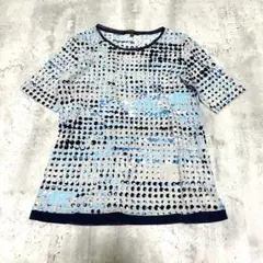 esche カットソー 総柄プリント 日本製 ナチュラル　きれいめ