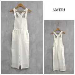 AMERI アメリ 光沢 サロペット シンプル おしゃれ アイボリー