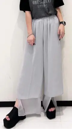 ジーナシス　リバーシブルシアーレイヤードパンツ　グレー
