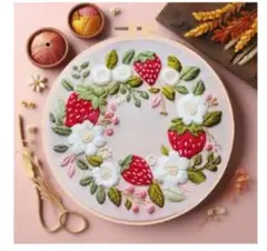 いちごと花の刺繍キット