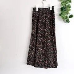 グローバルワーク　EIis 花柄ロングスカート 黒 ウエスト後ろゴム　S