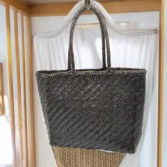 新品 本革 トートバッグ A4収納 手編み込み メッシュ　バッグ