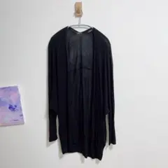 ボナジョルナータ　薄手ロングカーディガン　ドルマン　黒　ボタンレス