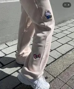 adidas×HELLO KITTY ピンクスウェットパンツ M