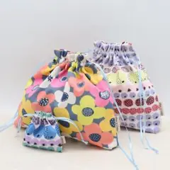ハンドメイド巾着袋　3点セット　Kippis生地使用