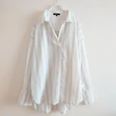 【美品】COMME CA ISM ストライプ ステンカラーシャツ 9号 ゆったり