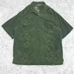 tommy bahama アロハシャツ　シルク　オープンカラーシャツ　グリーン