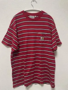 Carhartt 赤 ストライプ Tシャツ L