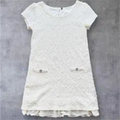 美品　HK WORKS LONDON ビジュー白 M ワンピース 半袖　フリル