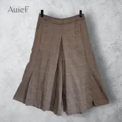 【AuieF アウィーエフ】　チェック柄　ワイドパンツ　サイドボタン　スリット