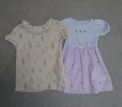 左：Milkiss 半袖 ワンピース Msize ／ 右：ワンピース 110