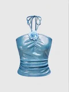 SHEIN トップス　ベアトップ　水色　ブルー