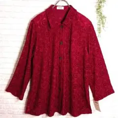新品✨【FILGLACE】ヴィンテージ デザインシャツ 長袖 レトロ　赤