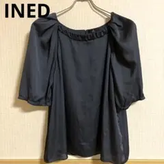 【美品✨】イネド　ネイビー　ブラウス　シフォン　袖　コンシャス　ふんわり