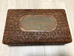 アンティーク vintage 木箱 箱 インド 彫刻 紅茶