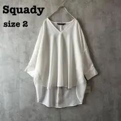 【新品】Squady スカディ シアー Vネックブラウス チュニック リネン混