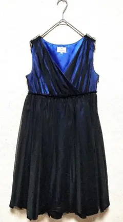 美品　LANVIN en Bleu　カシュクール総チュールハイウエストワンピース