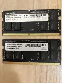 (中古)Teamメモリ SO-DIMM DDR5 5600MHz 16GBx2枚