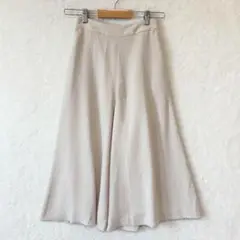 イネド♦︎ガウチョパンツ XS フレア ウエストゴム スリット ベージュ 無地