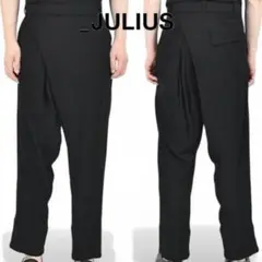 JULIUSユリウス　希少ラムレザークロップドサルエルパンツ　size1 黒色 JULIUSユリウス 希少ラムレザークロップドサルエルパンツ size1 黒色
