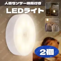 センサーライト 2個　セット 室内 人感 LED 廊下 天井 USB白色 昼光色