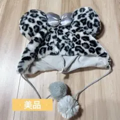 ディズニー　ファンキャップ　ヒョウ柄　グレー