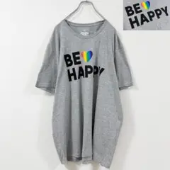3XL相当・US古着・レインボーハート・極太ゴシック体・ビッグプリント・Tシャツ