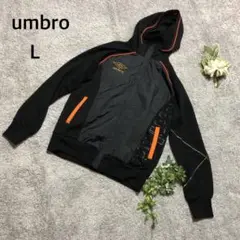 アンブロ　デサント　フルジップパーカー　L ジャージ　黒　フード付　ゆったり