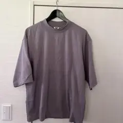 ユニクロU エアリズムコットンオーバーサイズモックネックT パープル XL