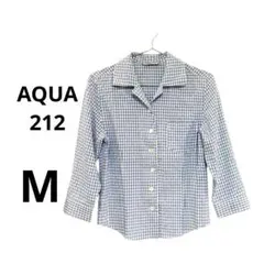 AQUA 212 ギンガムチェック　シャツブラウス　テーラードシャツ　長袖　M