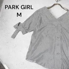 【人気】PARK GIRL パークガール 半袖カットソー ストライプ M 刺繍