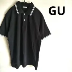 GU♡ジーユー　ポロシャツ　ドライ　ユニセックス　ライン　黒　ブラック