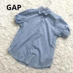 a132 GAP ギャップ　半袖ボタンシャツ　M〜L相当　ライトブルー