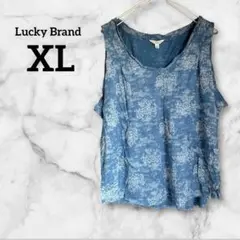 Lucky Brand 【XL】花柄ノースリーブトップス 青 ラッキーブランド