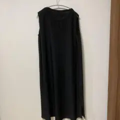 ノースリーブロングワンピース 黒 しわ加工