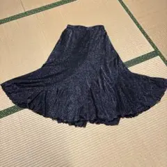 フレアスカート 2L 黒色 グリッター