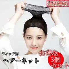 ウィッグネット ネット キャップ 黒 ブラック ヘアーネット かつら 3個