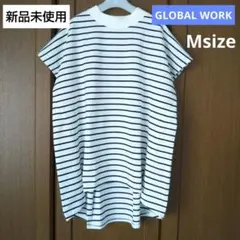【新品未使用】グローバルワーク 快適 ハイネックフレン Tシャツ ボーダー M
